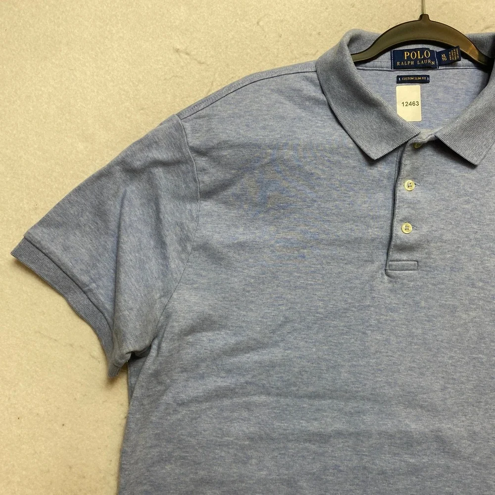 Polo Ralph Lauren Polo Mens XL Blue Short Sleeve Custom Slim Fit Logo Shirt